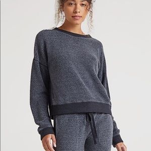 NEW Bella Dahl Mixed Fleece Crewneck Pullover in Vintage Black & Gray
